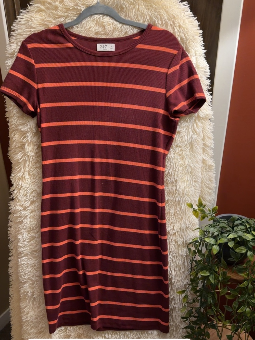 Maurices Maroon and Orange Striped Mini Dress